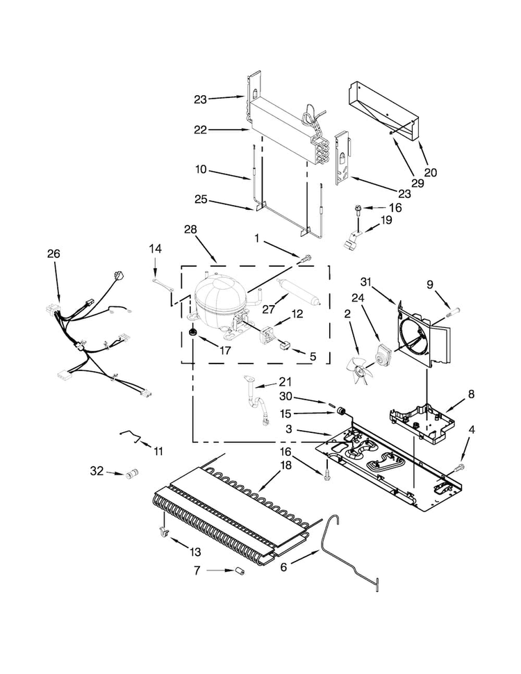 Unit Parts Diagram and Parts List for AFI2539ERM00  Amana Refrigerator