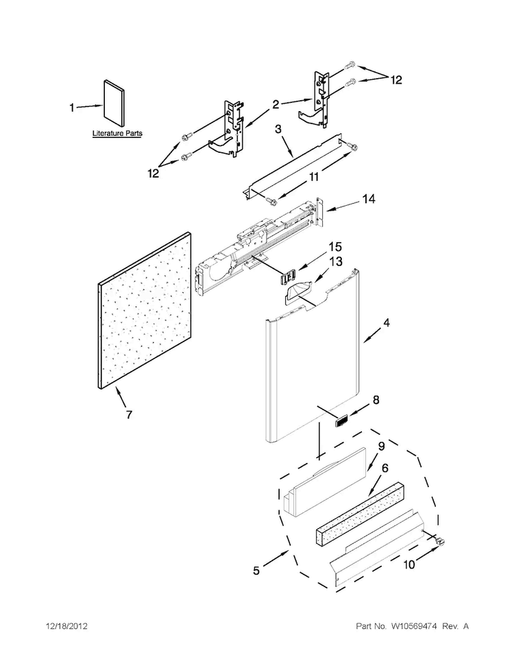 Door And Panel Parts Diagram and Parts List for MDB8949SBB0  Maytag Dishwasher