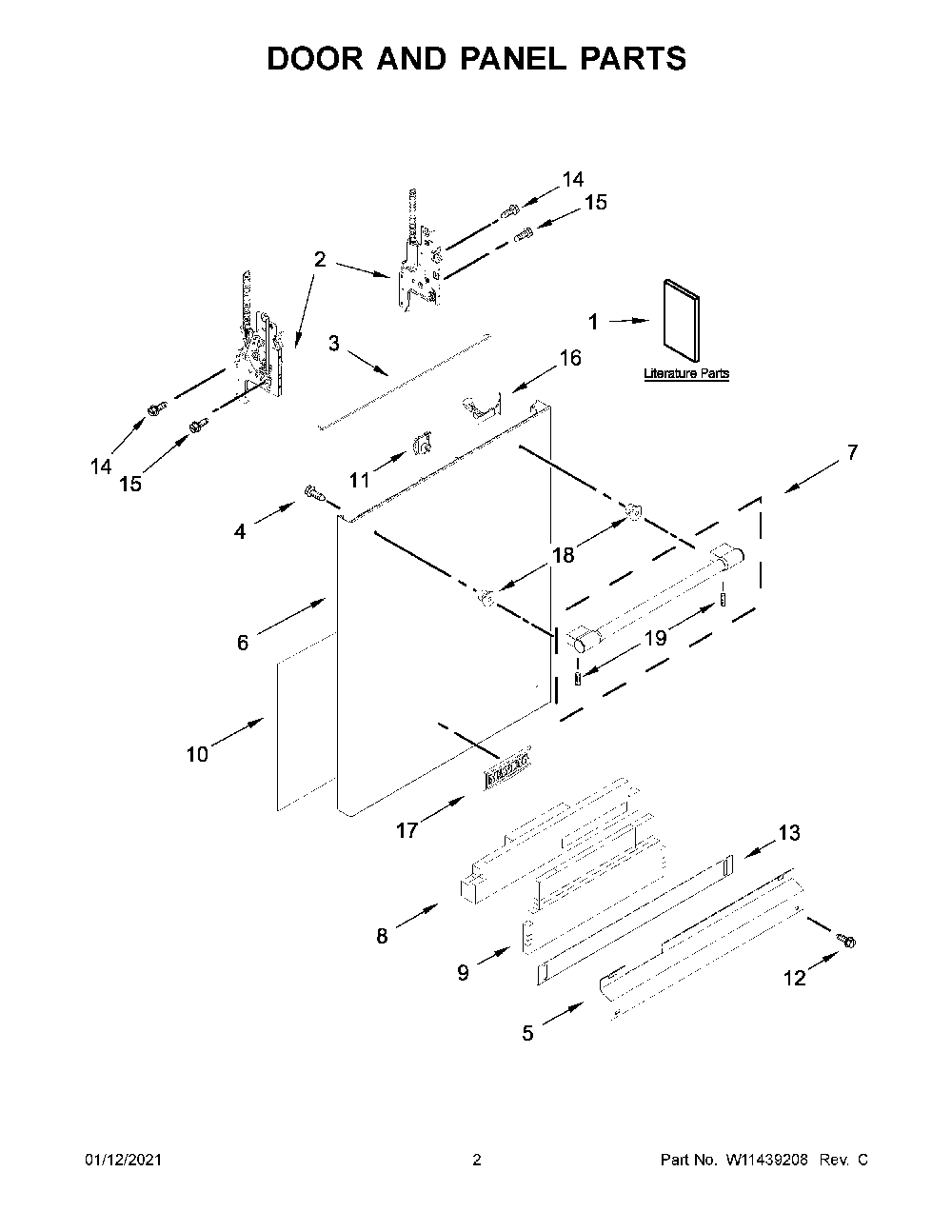 Door and panel parts Diagram and Parts List for MDB9979SKZ0  Maytag Dishwasher