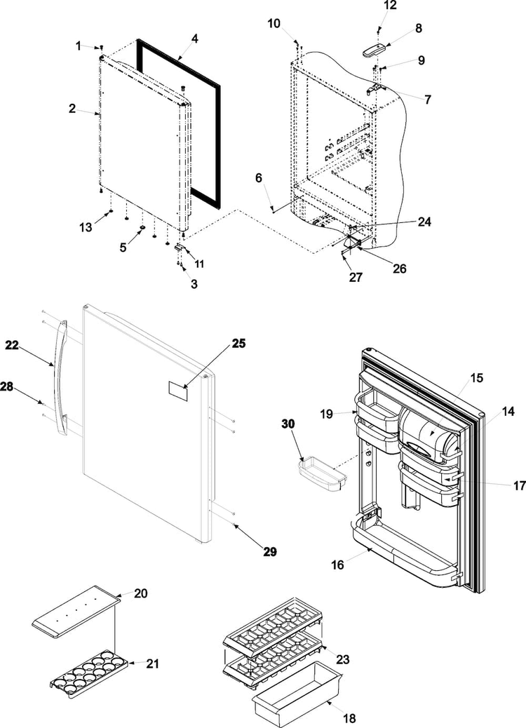 Refrigerator Door Diagram and Parts List for ABB2223DEB1  Amana Refrigerator
