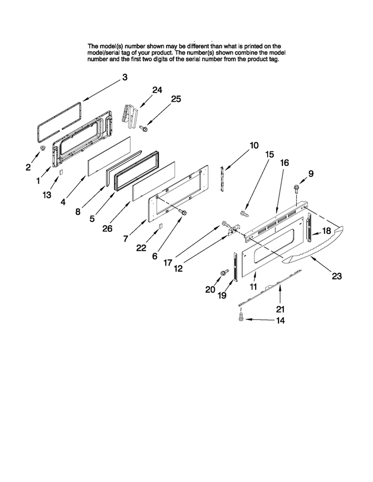 Upper Door Parts Diagram and Parts List for MER6755ABW25  Maytag Range