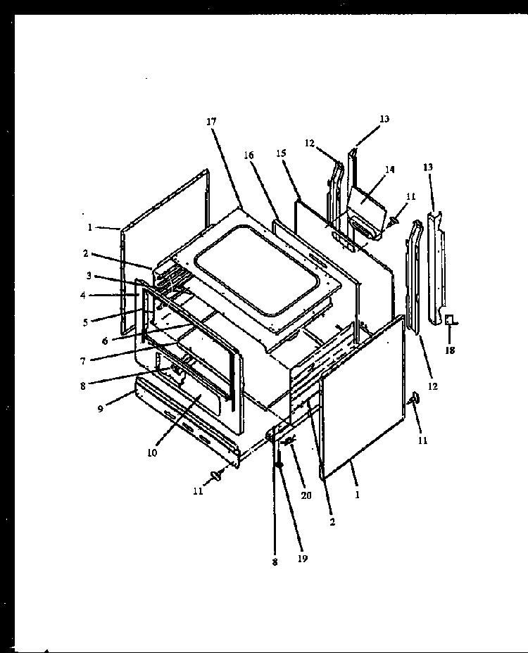 Cabinet Parts Diagram and Parts List for SBP26ZZW-P1142376NW  Amana Range