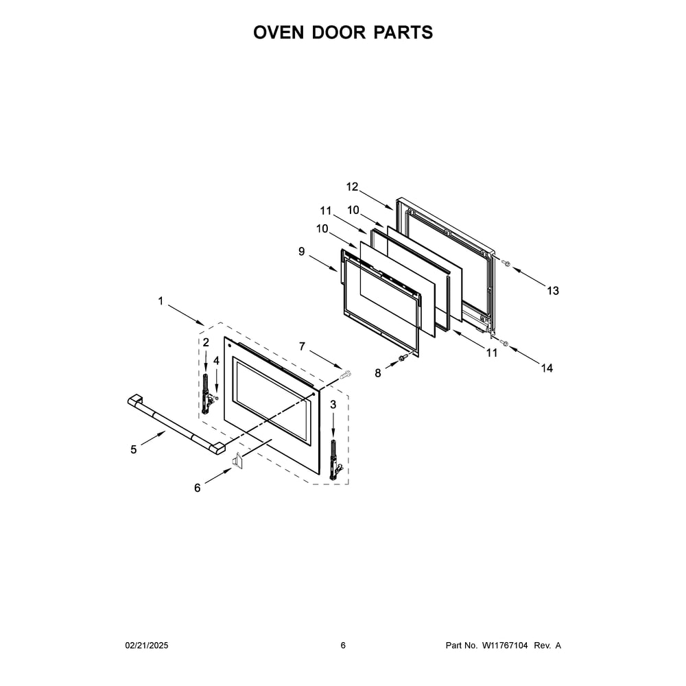 Oven Door Parts Diagram and Parts List for JOESC330RL00  Jenn-Air Wall Oven