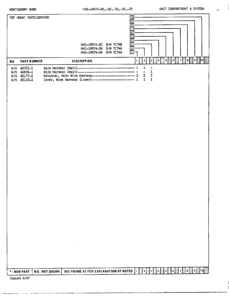 Unit Compartment/system Page 3 Diagram and Parts List for 19874C  Admiral Refrigerator