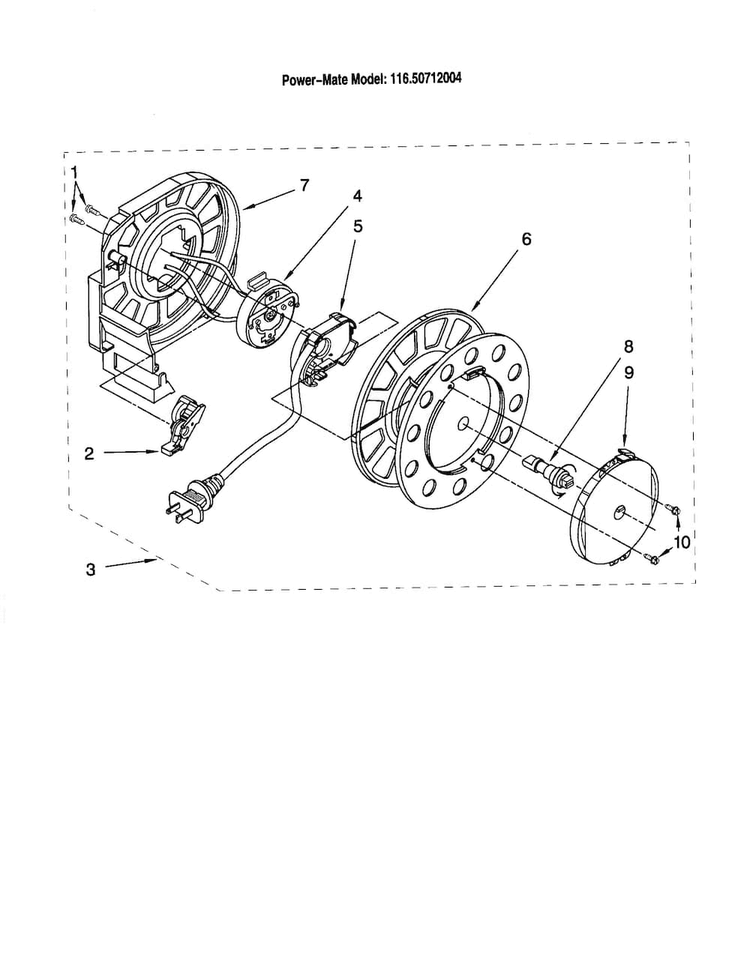 Power Cord Reel Diagram and Parts List for 11620712004  Kenmore Canister Vacuum