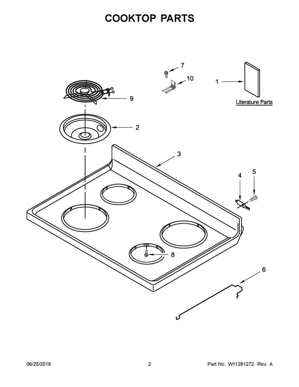 Cooktop Parts Diagram and Parts List for YACR4503SFS2  Maytag Range