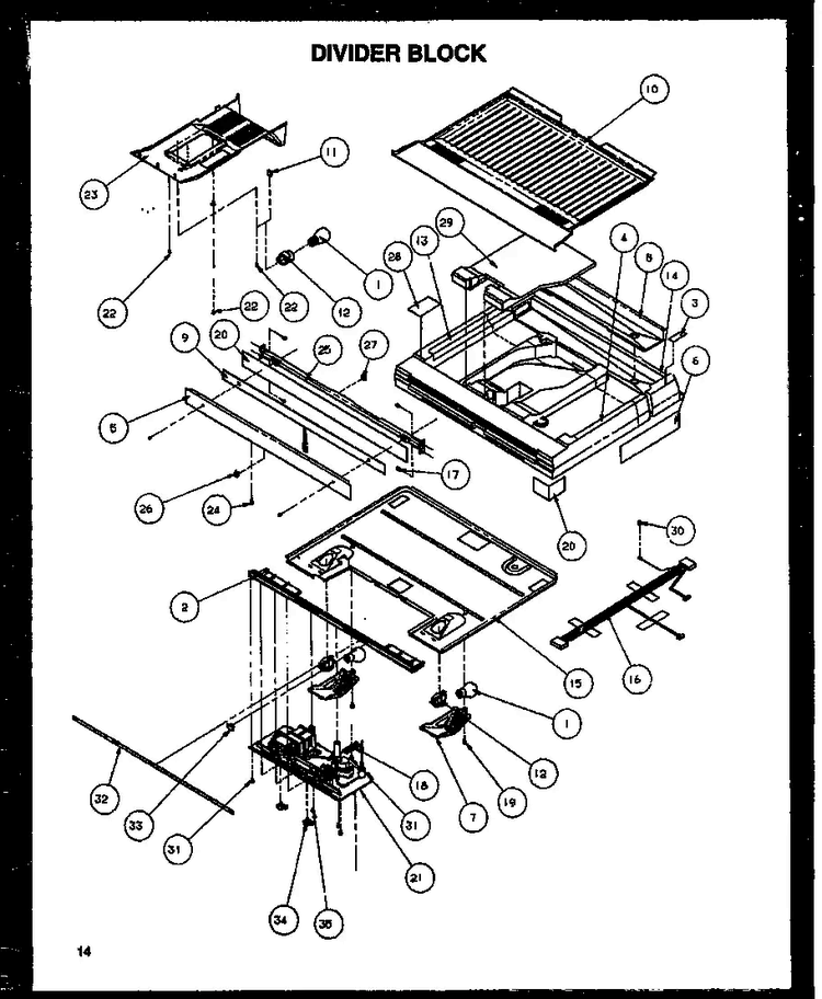 Divider Block Diagram and Parts List for TA18R2L-P1158306WL  Amana Refrigerator