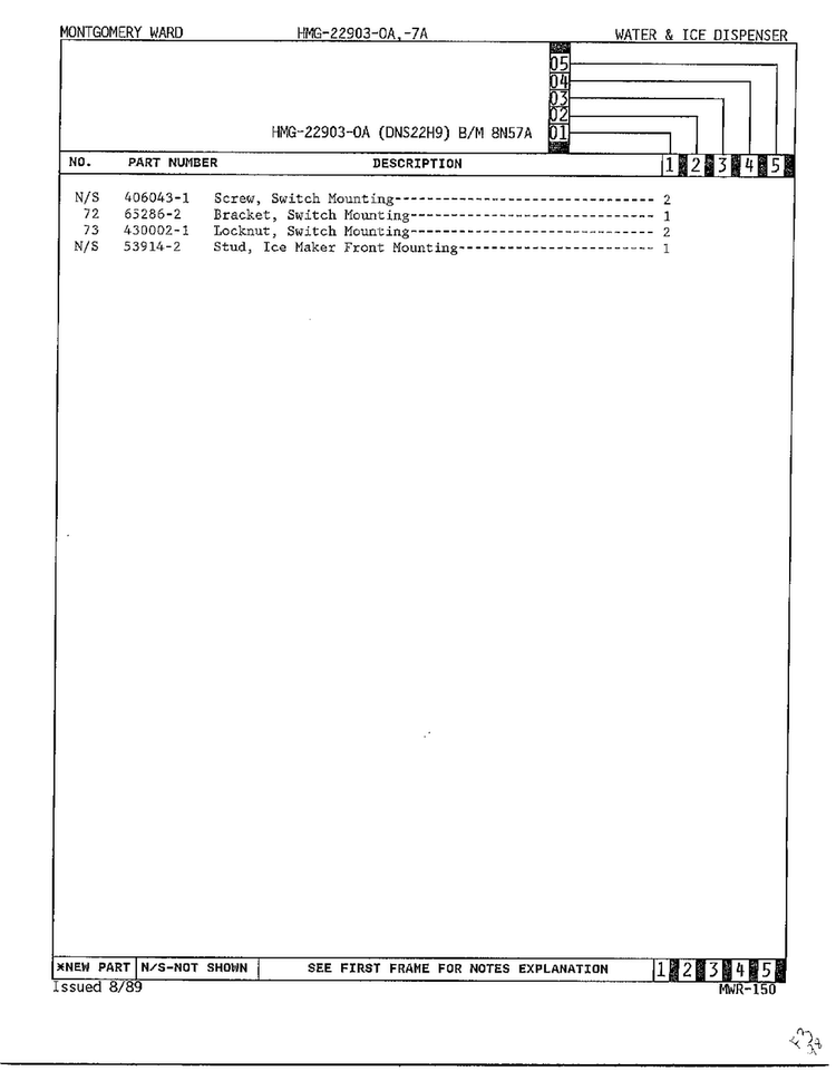 Water And Ice Dispenser Page 4 Diagram and Parts List for 22903-OA  Admiral Refrigerator