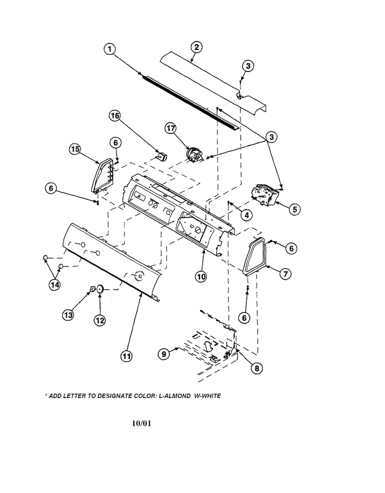 Graphic Panel, Control/controls Diagram and Parts List for CW4202W2-PCW4202W2B  Amana Washer