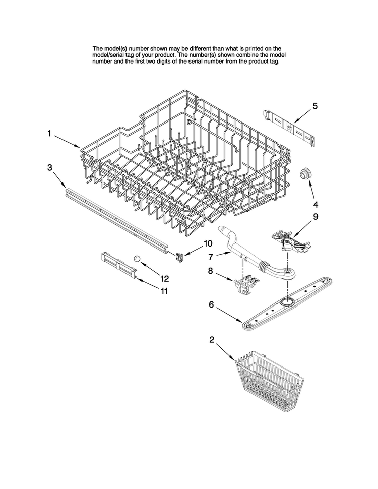 Upper Rack Parts Diagram and Parts List for MDB7851AWQ41  Maytag Dishwasher