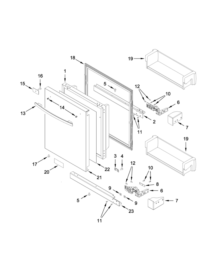 Door Parts Diagram and Parts List for JUR24FRERS00  Jenn-Air Refrigerator