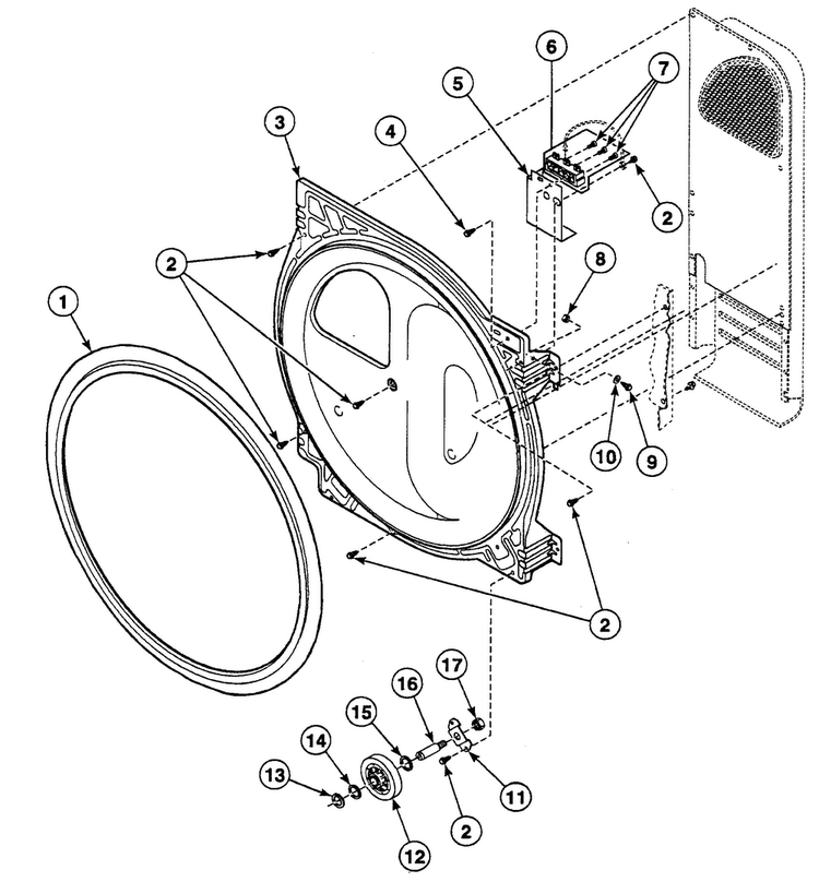 Roller Assy Diagram and Parts List for SSG719LF  Speed Queen Dryer