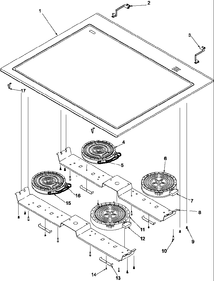 Main Top Diagram and Parts List for ARHSC8750E-P1130657NE  Amana Range
