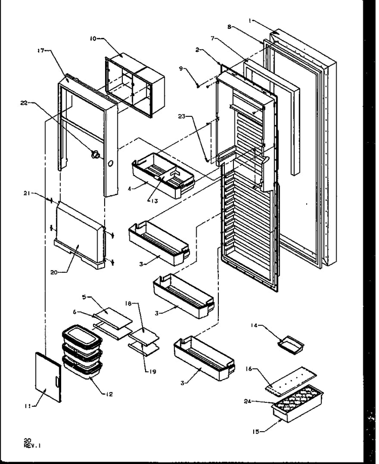 Refrigerator Door Diagram and Parts List for SZD27NL-P1162410WL  Amana Refrigerator