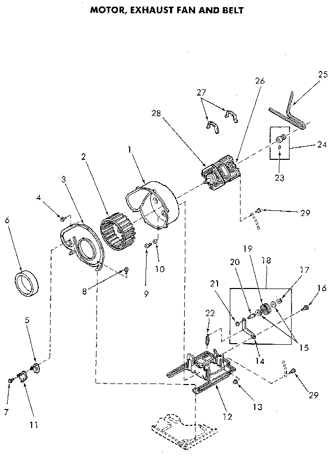 Motor And Exhaust Fan Diagram and Parts List for NE4813L43738  Speed Queen Dryer