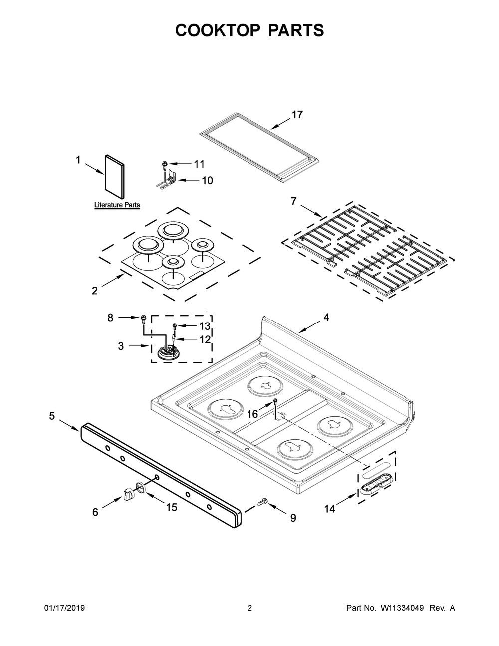 Cooktop Parts Diagram and Parts List for MGR8800HK0  Maytag Range