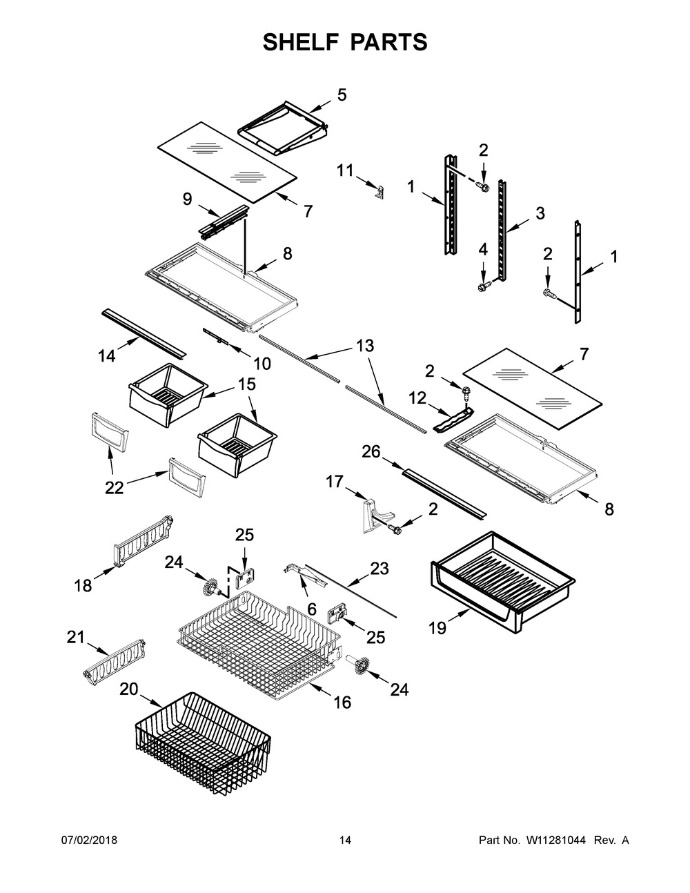 Shelf Parts Diagram and Parts List for MBF1958FEZ02  Maytag Refrigerator
