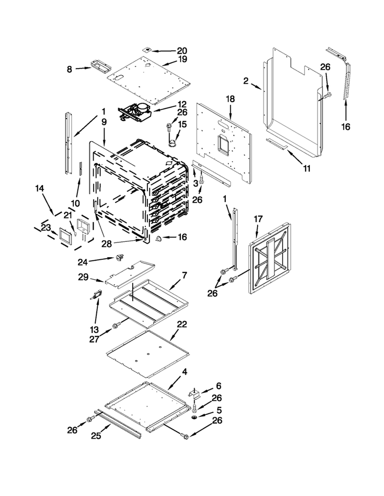 Lower Oven Parts Diagram and Parts List for JJW2527WS01  Jenn-Air Wall Oven