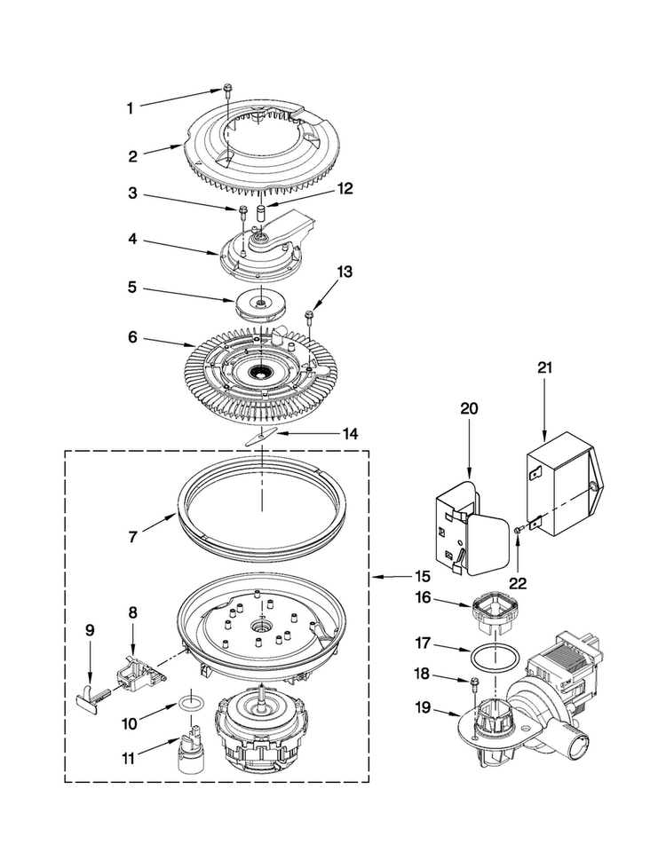 Pump And Motor Parts Diagram and Parts List for JDB2150AWP0  Jenn-Air Dishwasher