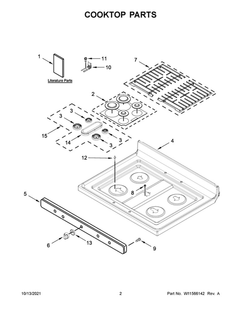 Cooktop Parts Diagram and Parts List for MGR6600FZ3  Maytag Range