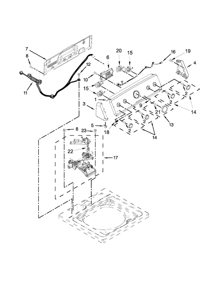 Controls And Water Inlet Parts Diagram and Parts List for MVWC300BW0  Maytag Washer