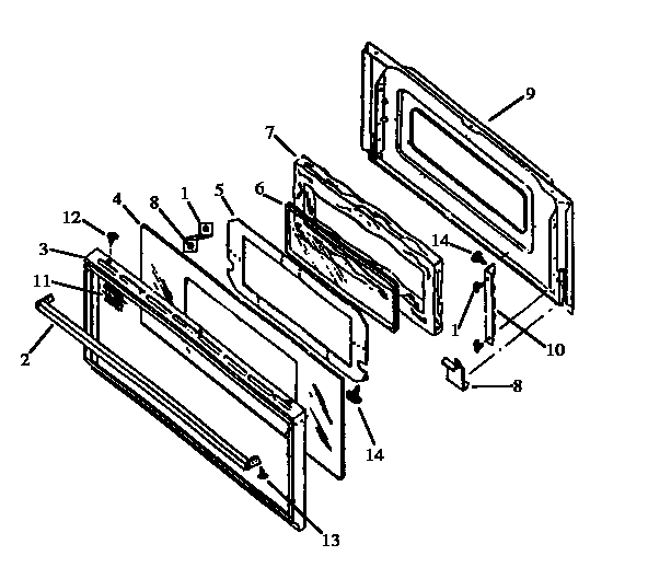 Oven Door, Rls669 Diagram and Parts List for RLS666UL P1142768NL Caloric Range