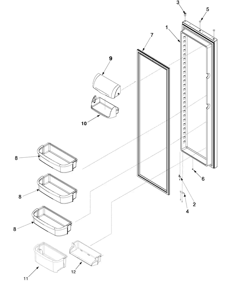Refrigerator Door Diagram and Parts List for PSD268LGEB-PPSD268LGEB0  Maytag Refrigerator