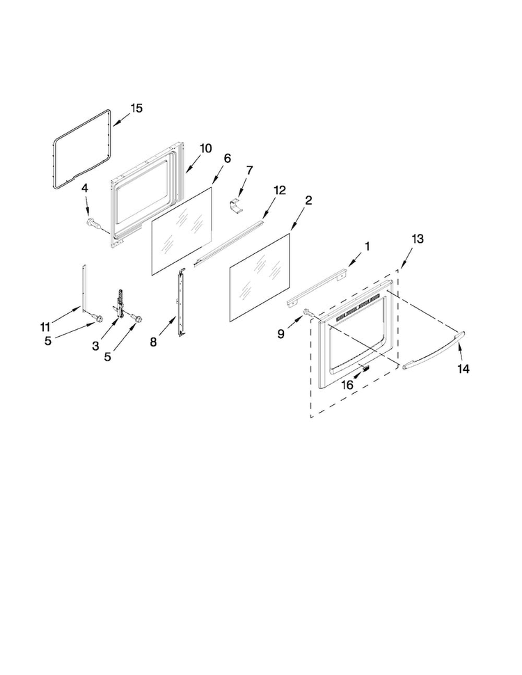 Door Parts Diagram and Parts List for MER8670AB0  Maytag Range