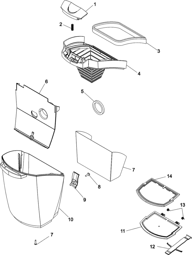 Dirt Cup Assembly Diagram and Parts List for U8361-950  Hoover Upright Vacuum