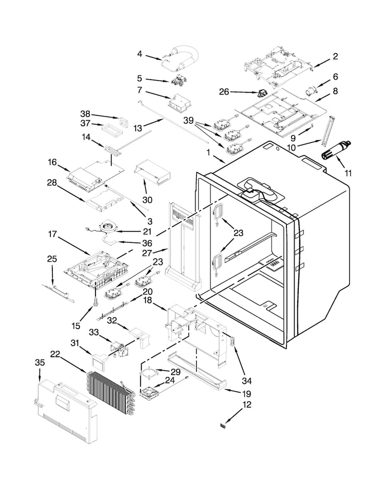Refrigerator Liner Parts Diagram and Parts List for MFT2778EEZ00  Maytag Refrigerator