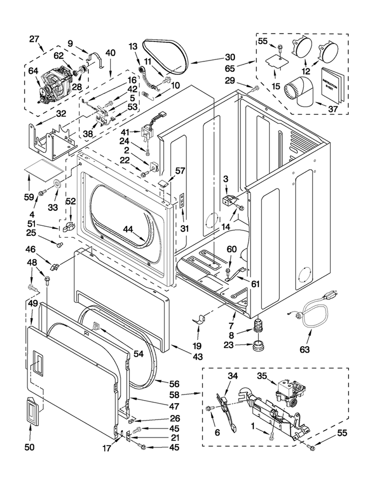 Cabinet Parts Diagram and Parts List for MDG17MNAWW2  Maytag Dryer