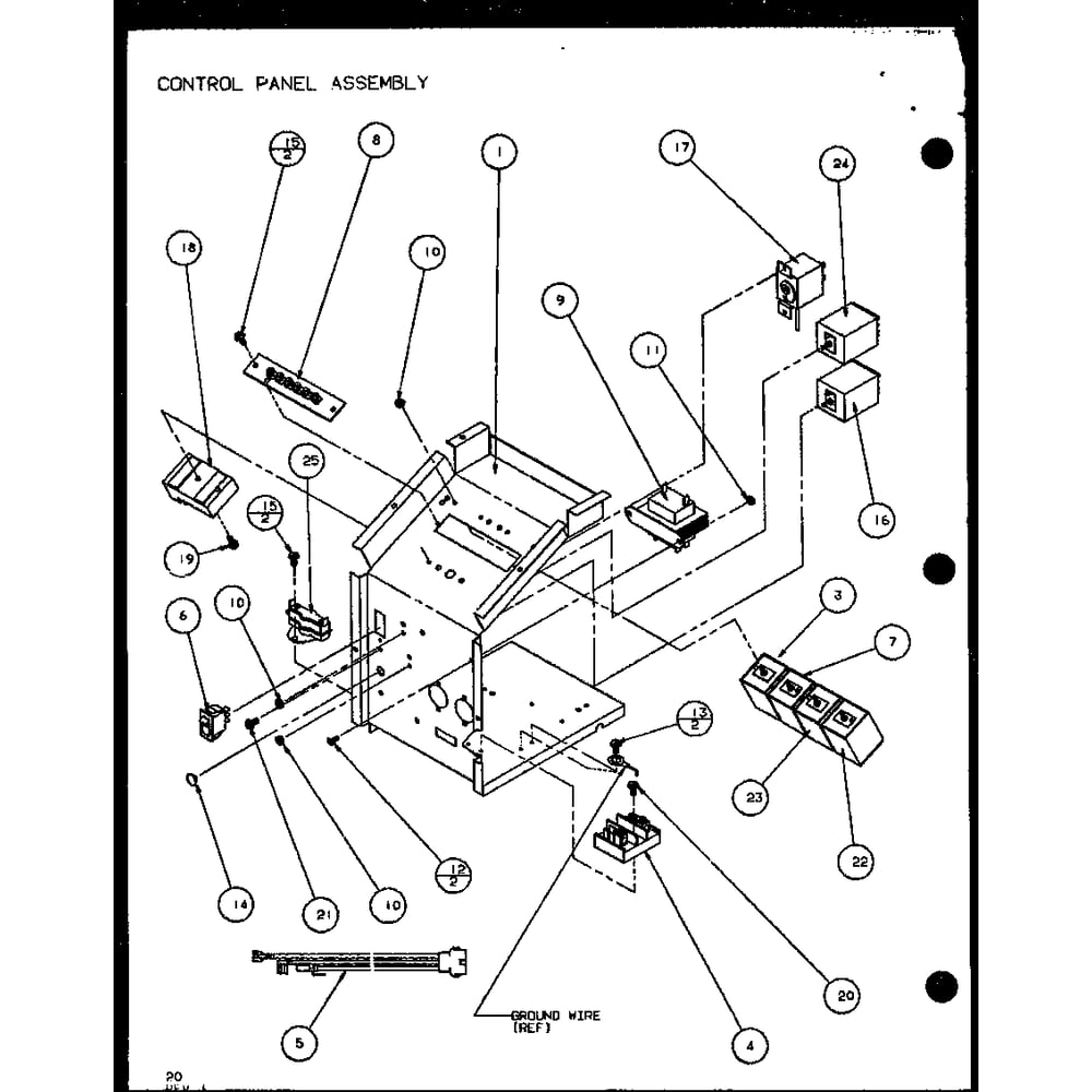 Control Panel Assembly 2 Diagram and Parts List for PTH12400ER P9872129R Amana Air Conditioner