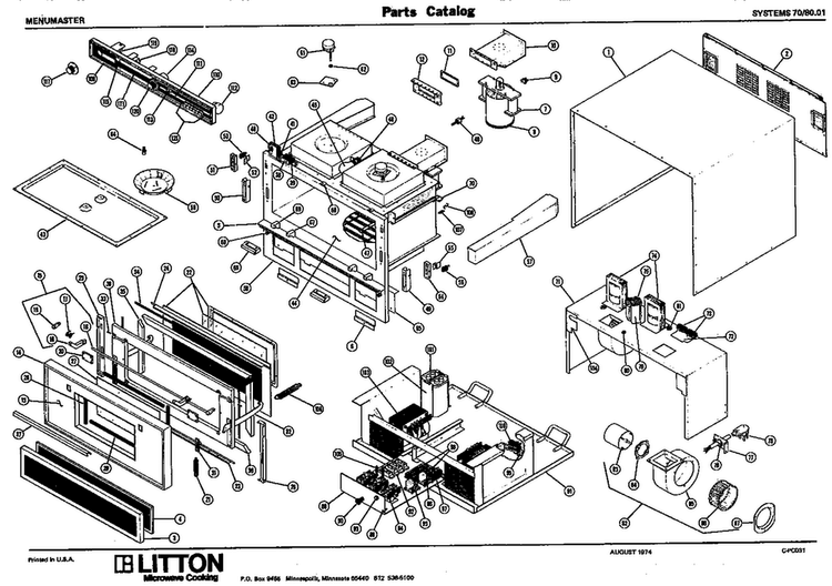 Replacement Parts Diagram and Parts List for 70 8001 Amana Microwave