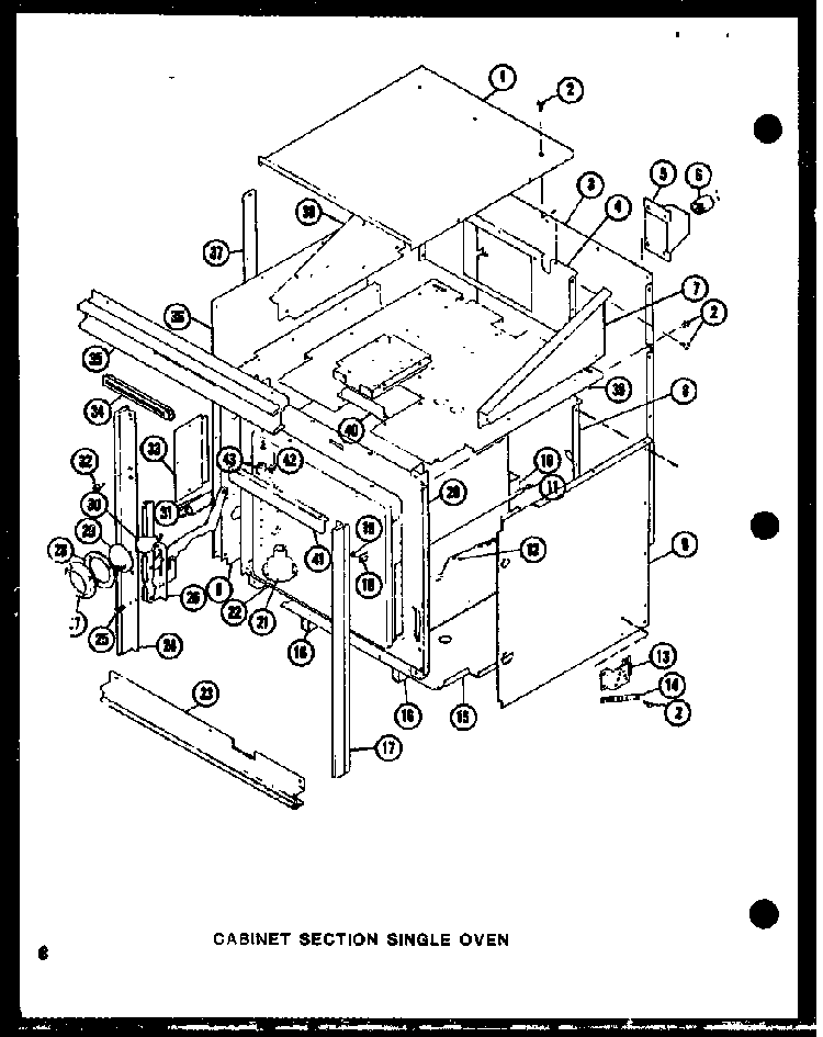Cabinet Section Single Oven Diagram and Parts List for AO-27D-P85547-2S  Amana Wall Oven