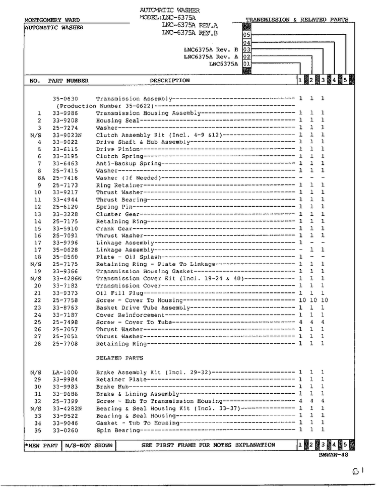 Transmission And Related Parts Page 2 Diagram and Parts List for 6375A REV A Norge Washer