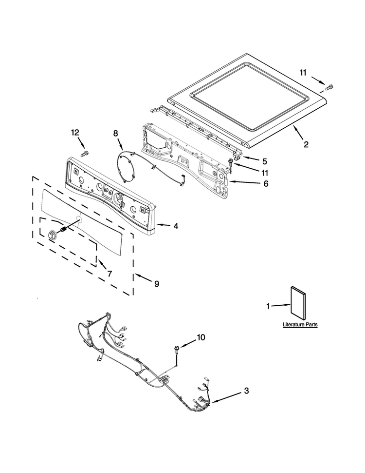 Top And Console Parts Diagram and Parts List for NED5800DW0  Amana Dryer