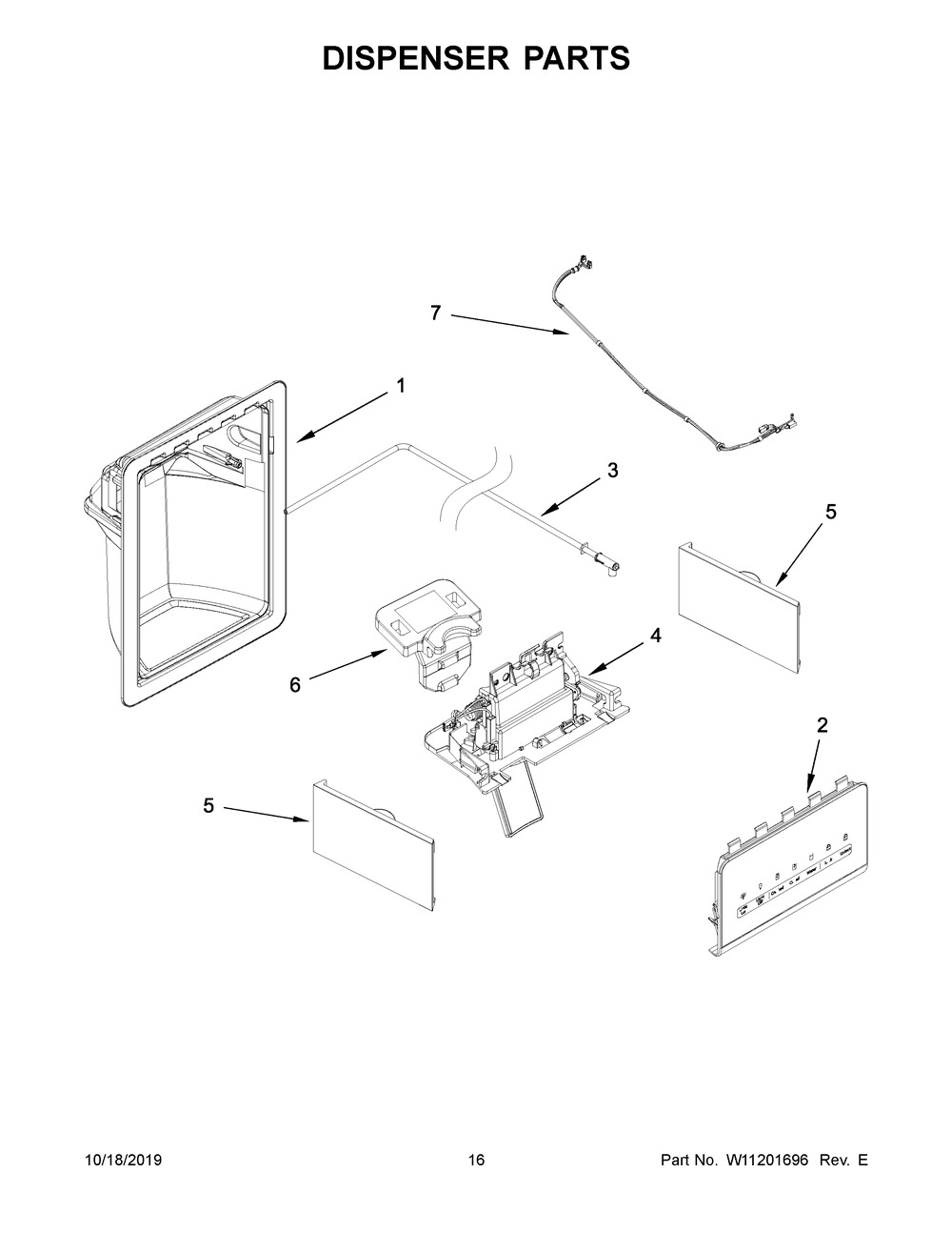 Dispenser Parts Diagram and Parts List for ASI2575GRS00  Maytag Refrigerator