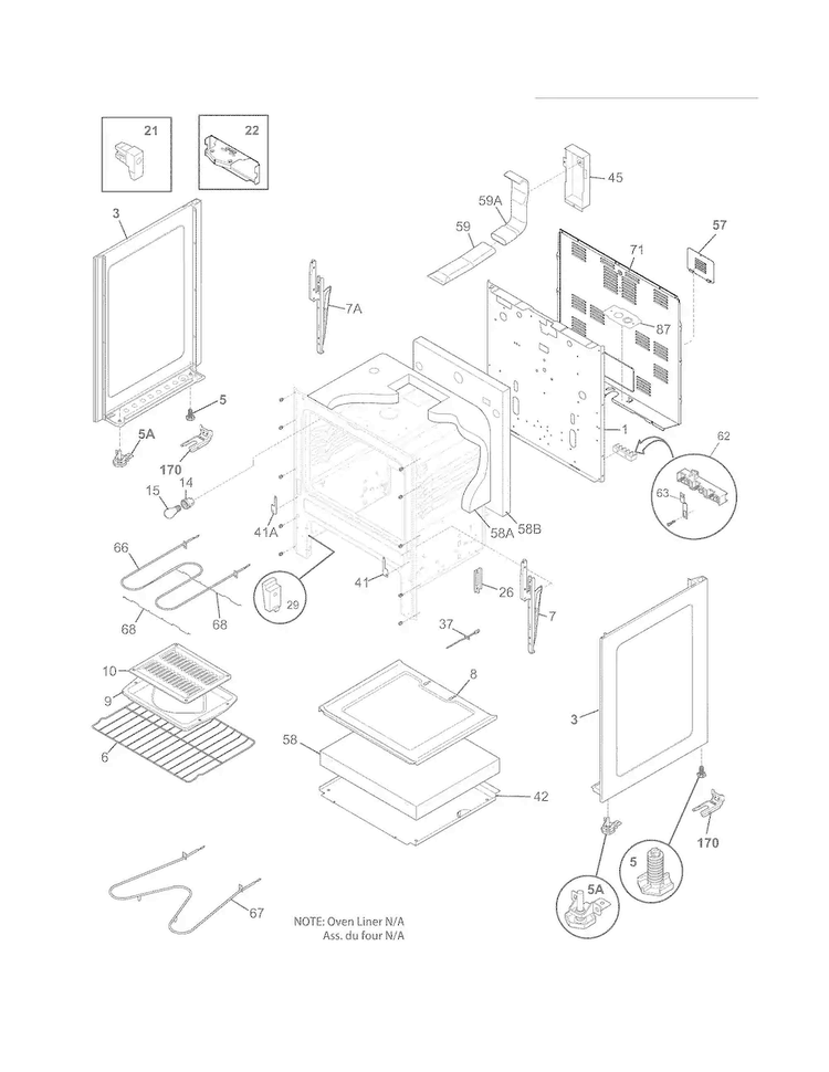 Body Diagram and Parts List for CRE3580LSB  Crosley Range