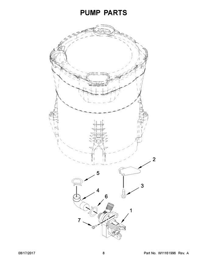 05 - Pump Parts Diagram and Parts List for ZAW47115GW0  Crosley Washer