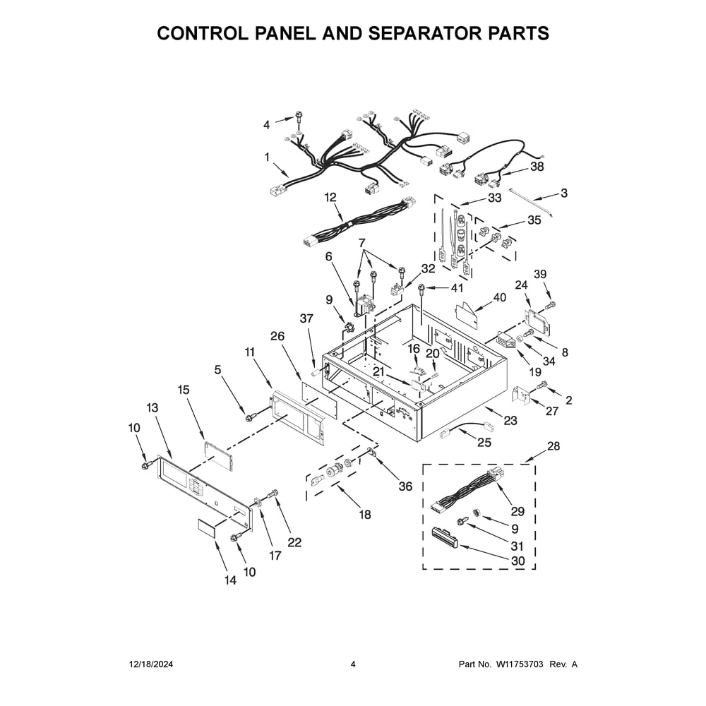 Control Panel And Separator Parts Diagram and Parts List for MLE26PRFZW0  Maytag Dryer