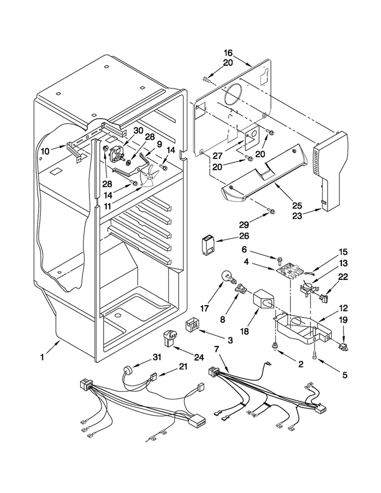 Liner Parts Diagram and Parts List for C8TXNGFXB00  Magic Chef Refrigerator