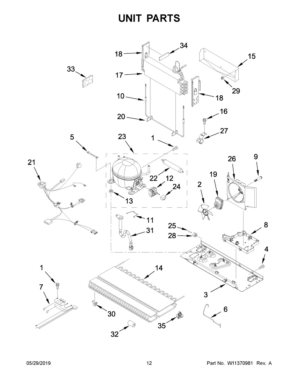 Unit Parts Diagram and Parts List for ABB2224BRM01  Maytag Refrigerator