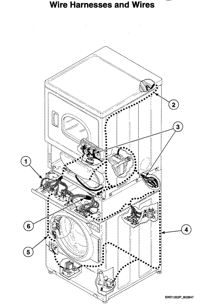 Wire Harness Diagram and Parts List for LTSA9AQN  Speed Queen Washer Dryer Combo
