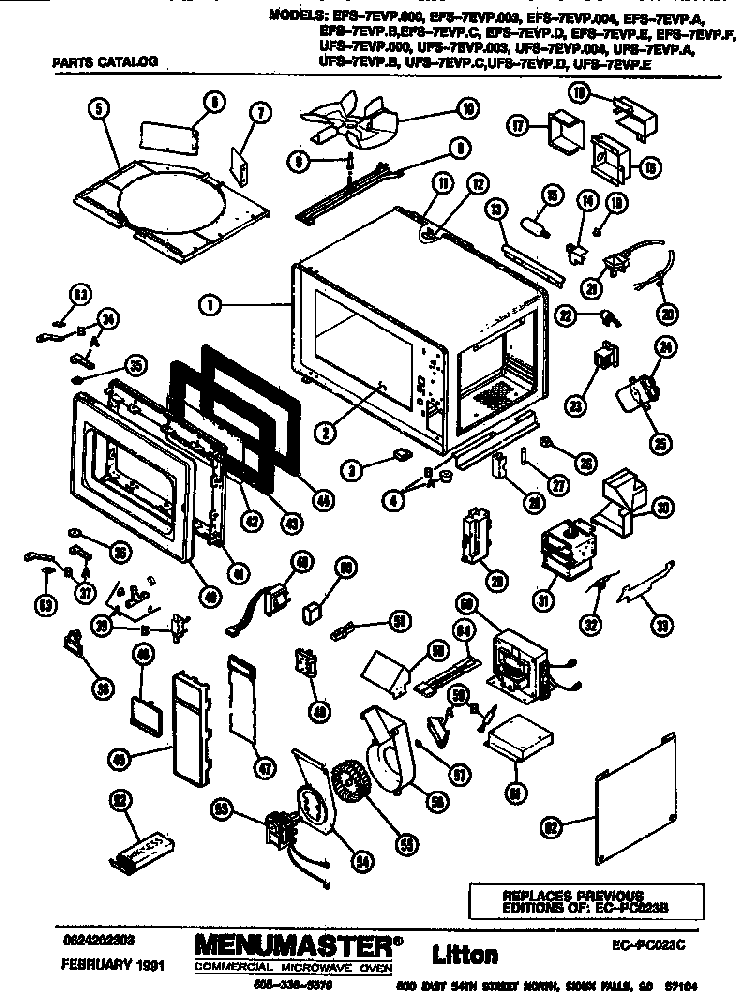 Replacement Parts Diagram and Parts List for UFS-7EVPA  Amana Microwave
