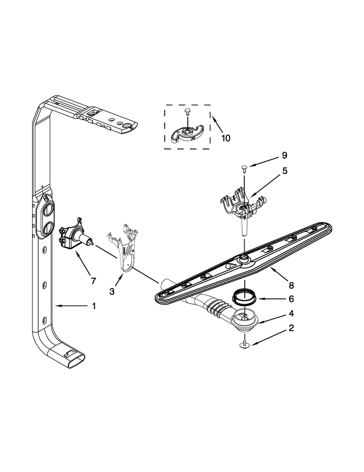 Upper Wash And Rinse Parts Diagram and Parts List for MDB4709PAB4  Maytag Dishwasher