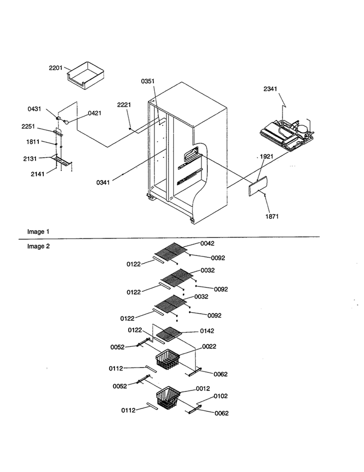 Freezer Shelves And Lights Diagram and Parts List for SRI21VW-P1315601WW  Amana Refrigerator