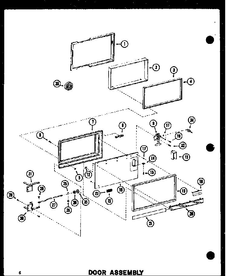 Door Assembly Diagram and Parts List for RC-14 P72100-7M Amana Microwave