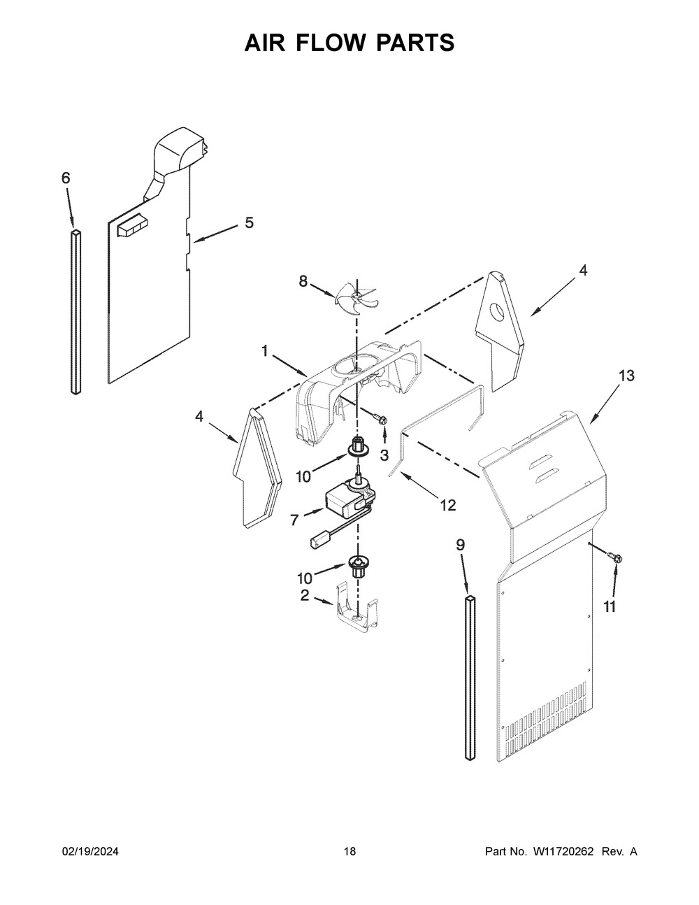 Air Flow Parts Diagram and Parts List for ASI2575GRB11  Amana Refrigerator