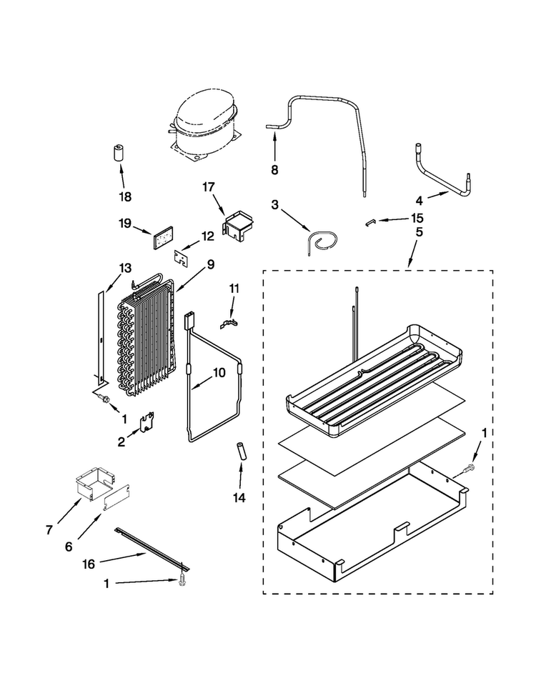 Lower Unit And Tube Parts Diagram and Parts List for JS42NXFXDW03  Jenn-Air Refrigerator