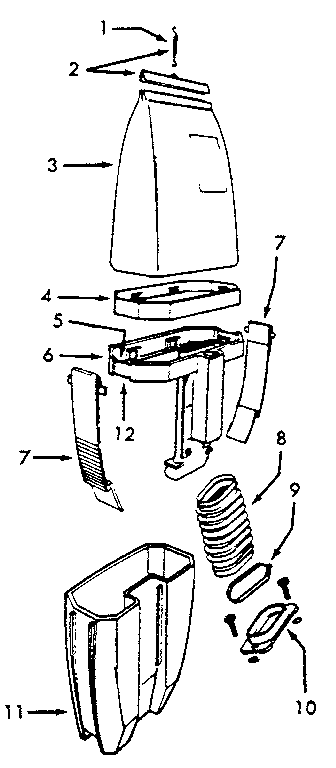 Dirt Cup Diagram and Parts List for U7069  Hoover Upright Vacuum